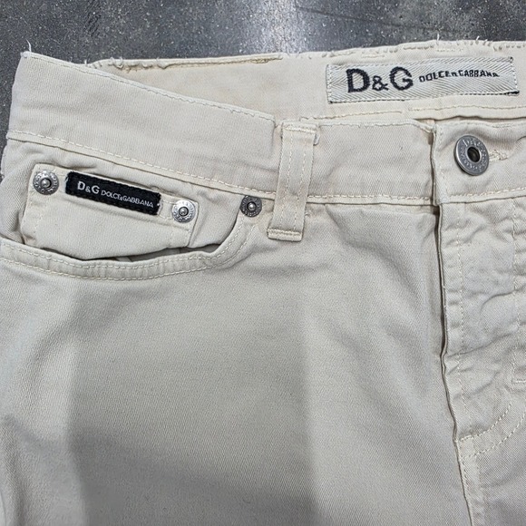 Vtg D&G Dolce & Gabbana Beige Bootcut Flare Jeans Low Rise Designer Women's - Picture 1 of 8